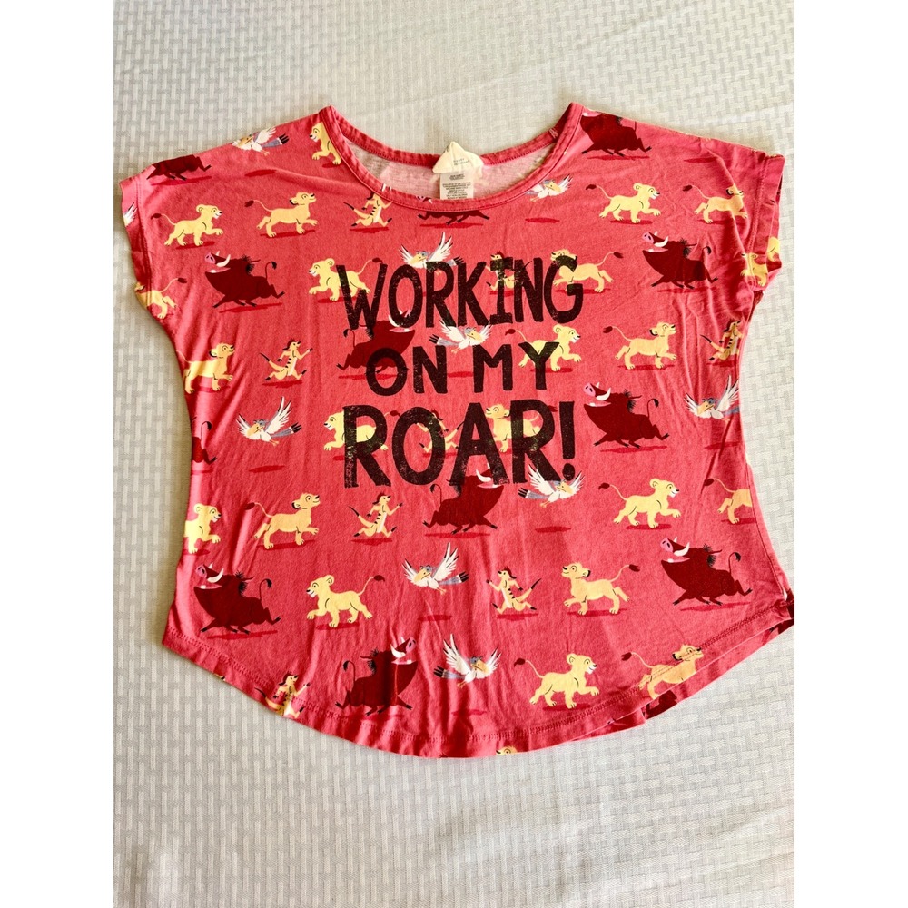 Disney Lion King Munki Munki Pajama Top Pink Red Simba Working On My Roar Large